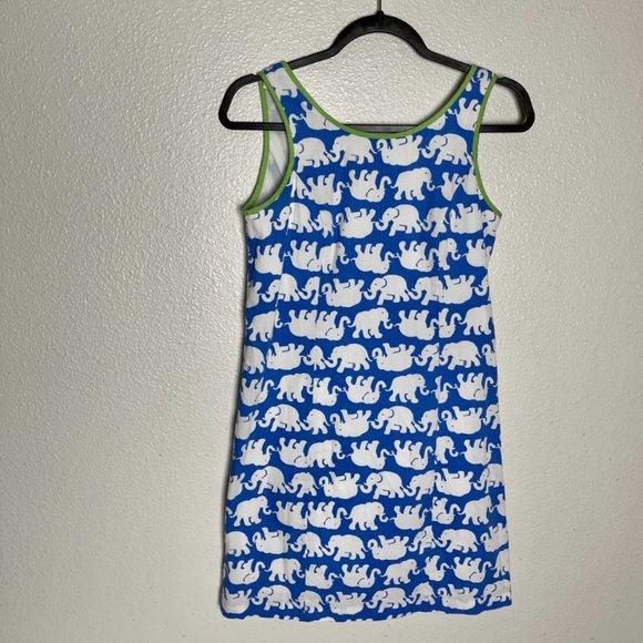 Lilly Pulitzer | Cathy Shift Dress Blue Tusk Elephant Pattern Tank Dress - Picture 2 of 8